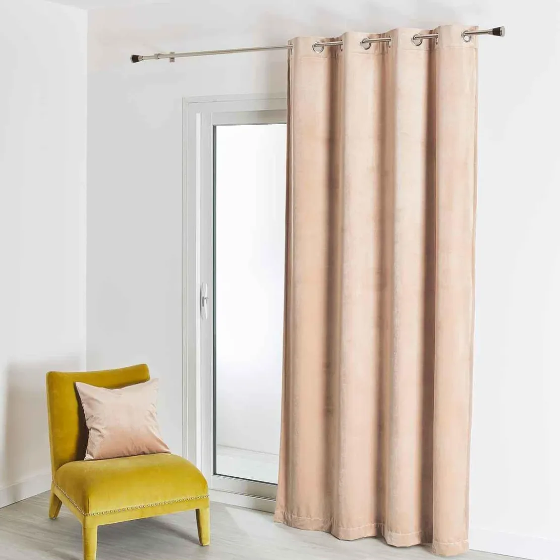 3S. x HomeRideau d'Ameublement Uni Ivoire 135X260 cm VELOURS