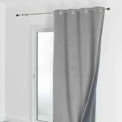 3S. x HomeRideau d'Ameublement VeloursDouble Polaire 135x280 cm VELVETA - Gris Perle