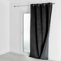 3S. x HomeRideau d'Ameublement Velours Double Polaire 135x280 cm VELVETA - Noir