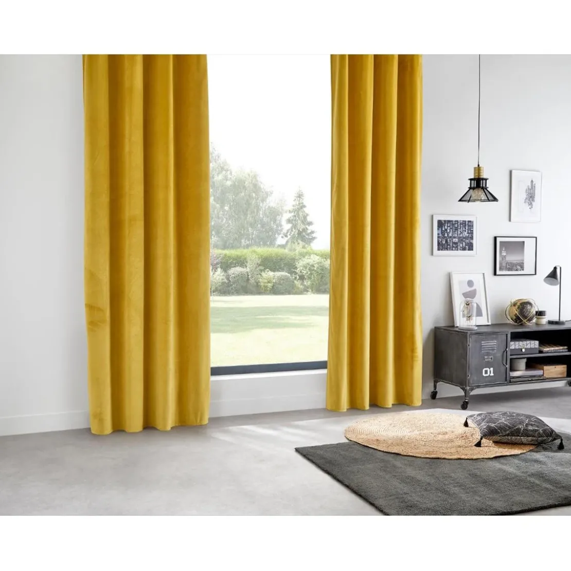 3S. x HomeRideau Occultant en Velours Ocre