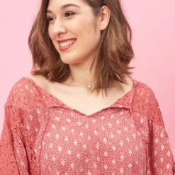 3S. x Le VestiaireBlouse col V avec application de dentelle Klauda en coton