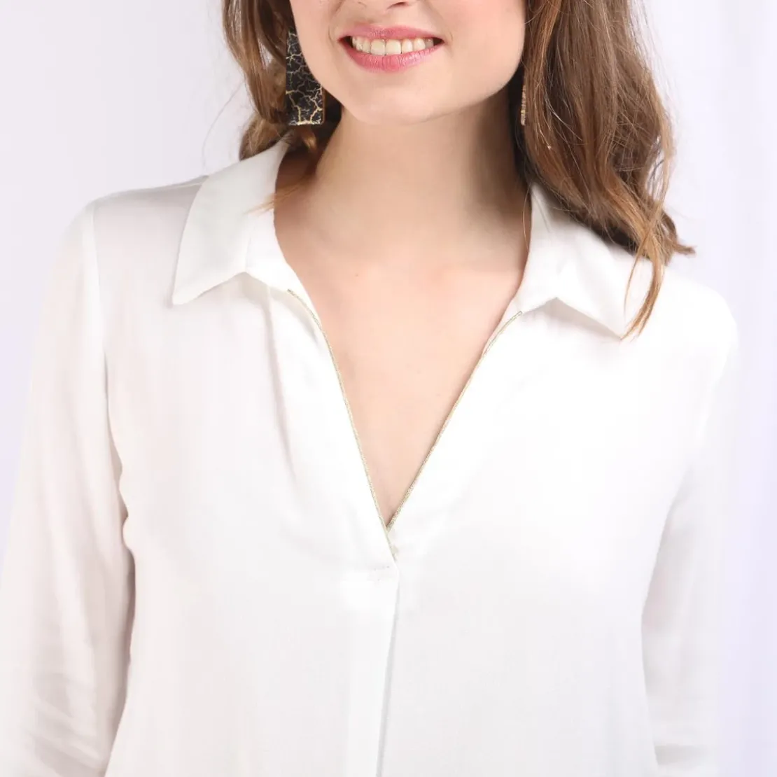 3S. x Le VestiaireBlouse manches longues détail doré Carla en viscose
