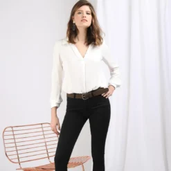 3S. x Le VestiaireBlouse manches longues détail doré Carla en viscose