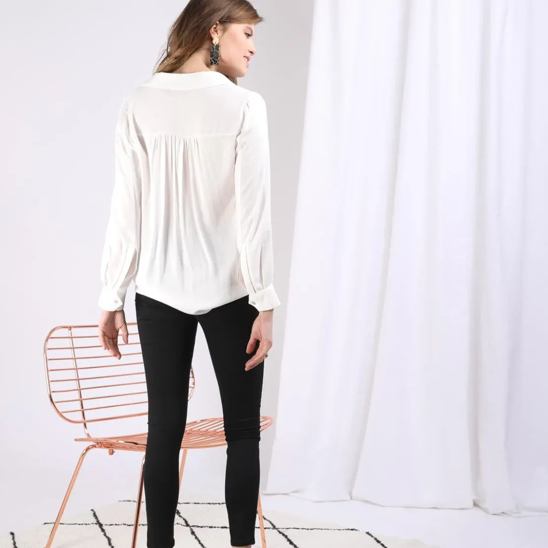 3S. x Le VestiaireBlouse manches longues détail doré Carla en viscose