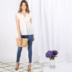 3S. x Le VestiaireBlouse manches courtes rayures lurex Celeste en coton