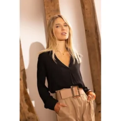 3S. x Le VestiaireBlouse manches longues détail doré Carla en viscose
