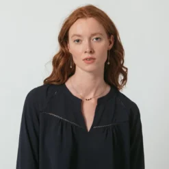 3S. x Le VestiaireBlouse manches 3/4 Agnès bleu marine