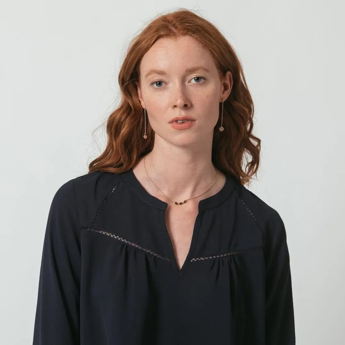 3S. x Le VestiaireBlouse manches 3/4 Agnès bleu marine