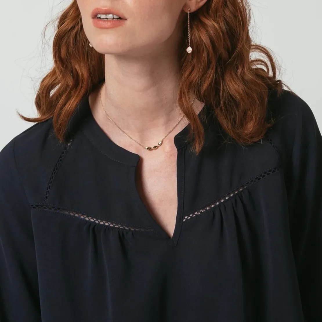 3S. x Le VestiaireBlouse manches 3/4 Agnès bleu marine