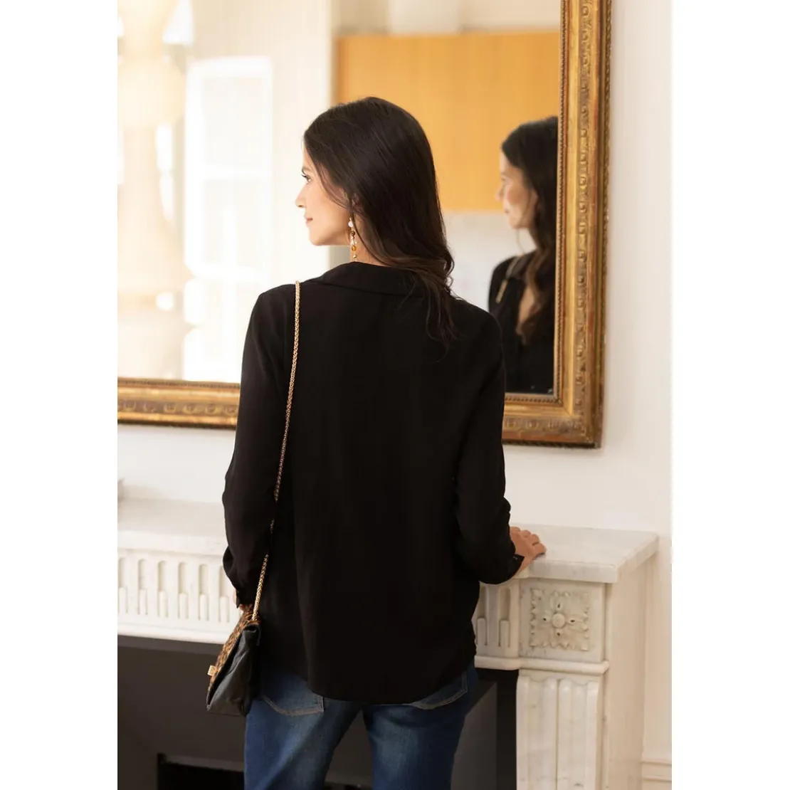 3S. x Le VestiaireBlouse manches longues détail dentelle Dan en viscose