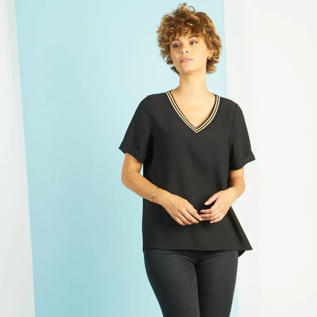 3S. x Le VestiaireBlouses col V détail bandes à l'encolure Elena