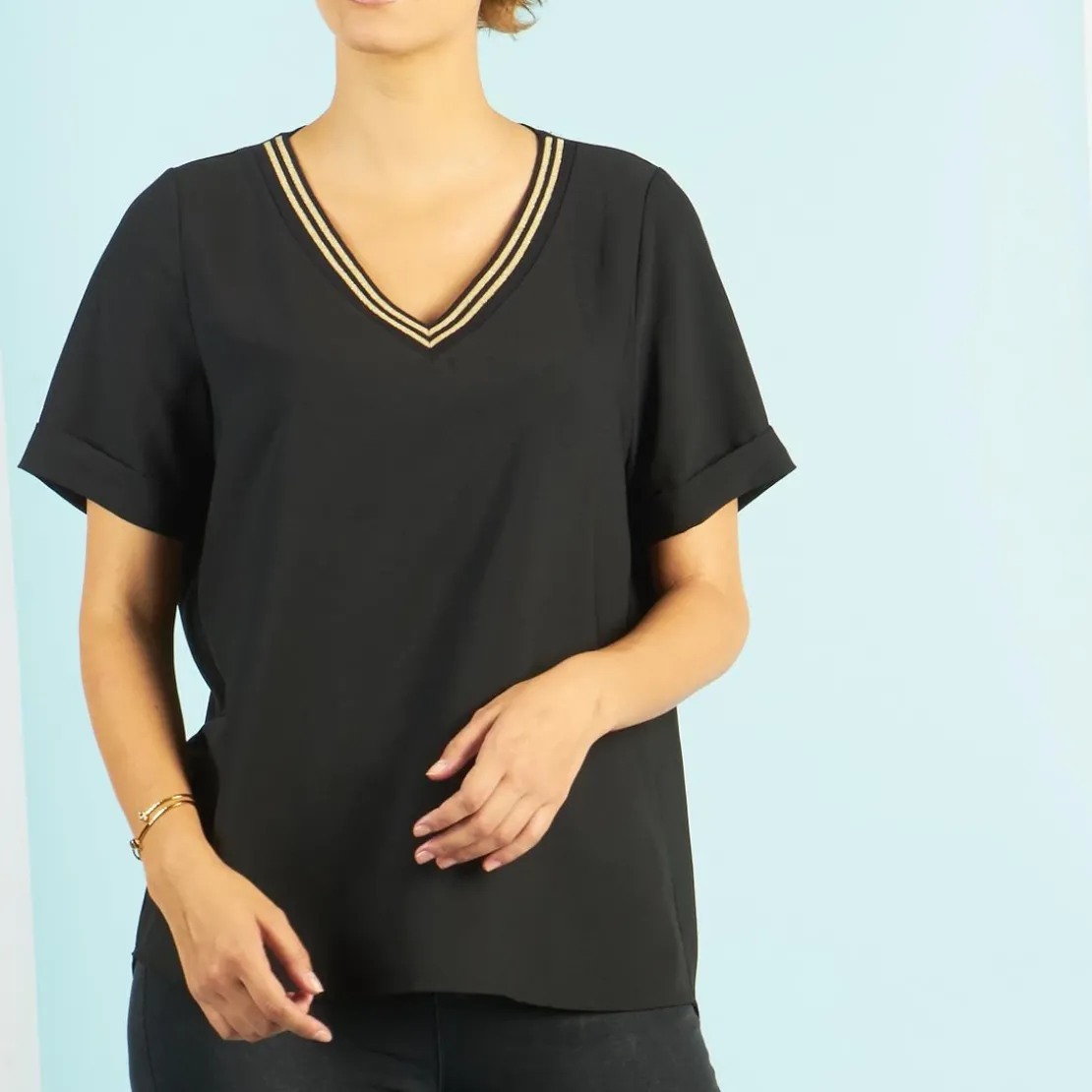 3S. x Le VestiaireBlouses col V détail bandes à l'encolure Elena