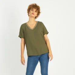 3S. x Le VestiaireBlouses col V détail bandes à l'encolure Elena