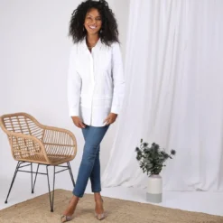 3S. x Le VestiaireChemise manches longues dentelle et jeux de plis femme - Blanc