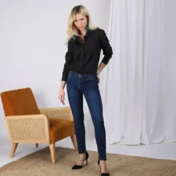 3S. x Le VestiaireChemise manches longues bas arrondi femme - Noir