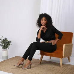 3S. x Le VestiaireCombinaison manches 3/4 taille élastique dos en V femme - Noir