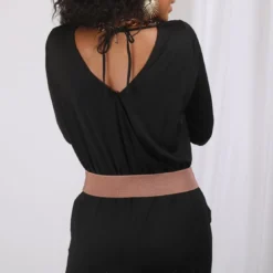 3S. x Le VestiaireCombinaison manches 3/4 taille élastique dos en V femme - Noir