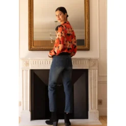 3S. x Le VestiaireJean large 5 poches déchiré devant femme - Denim Bleu en coton