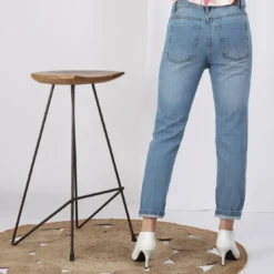 3S. x Le VestiaireJean large 5 poches déchiré devant femme - Blue Denim bleu en coton