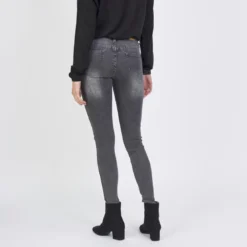 3S. x Le VestiaireJean slim avec bandes strass Emma en coton gris