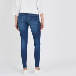 3S. x Le VestiaireJean slim avec bandes strass Emma en coton bleu