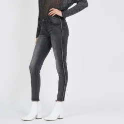 3S. x Le VestiaireJean slim avec bandes fantaisie Emma en coton