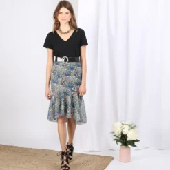 3S. x Le VestiaireJupe asymétrique imprimé Jungle Ariane
