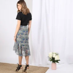 3S. x Le VestiaireJupe asymétrique imprimé Jungle Ariane