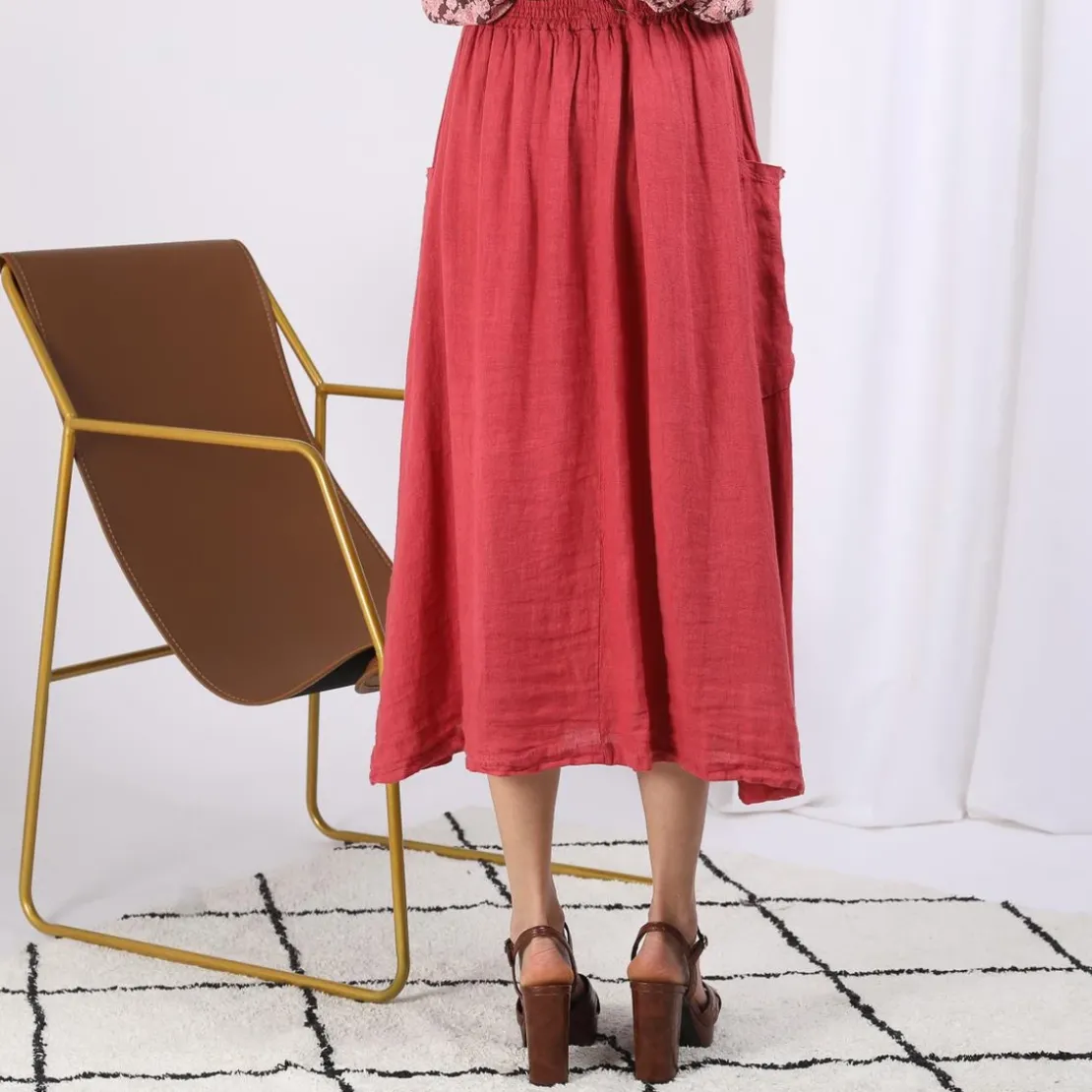 3S. x Le VestiaireJupe boutonnée devant en lin Karol