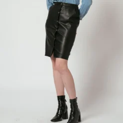 3S. x Le VestiaireJupe midi boutonnée en simili Judy