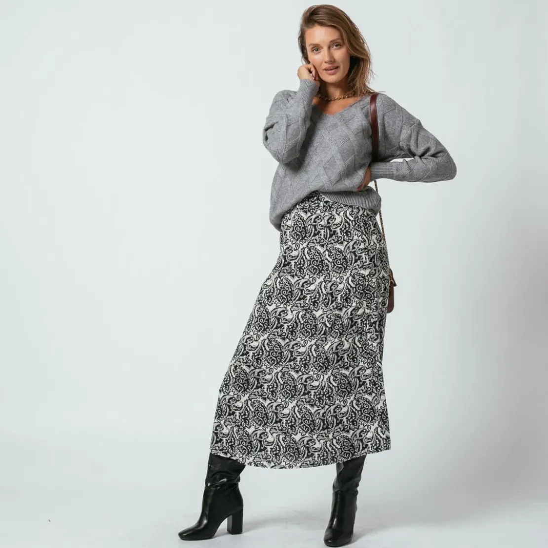 3S. x Le VestiaireJupe midi imprimée Stella en viscose
