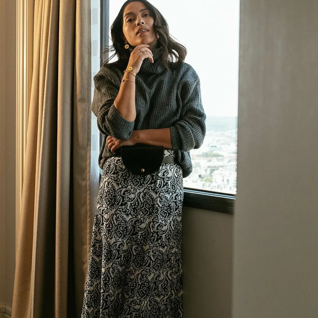 3S. x Le VestiaireJupe midi imprimée Stella en viscose