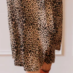 3S. x Le VestiaireJupe mi-longue boutonnée devant léopard Beige en viscose