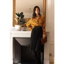 3S. x Le VestiaireJupe mi-longue plissée taille élastique dos femme - Noir