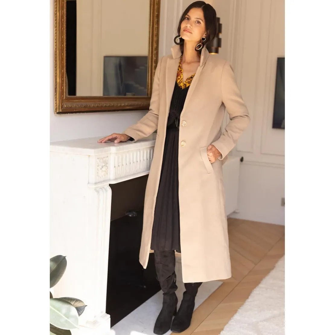 3S. x Le VestiaireJupe mi-longue plissée taille élastique dos femme - Noir