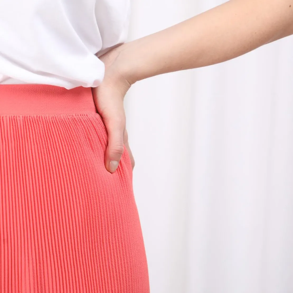 3S. x Le VestiaireJupe plissée unie longueur genoux corail