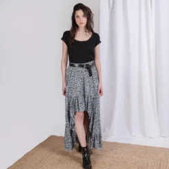 3S. x Le VestiaireJupe à volants leopard Mia