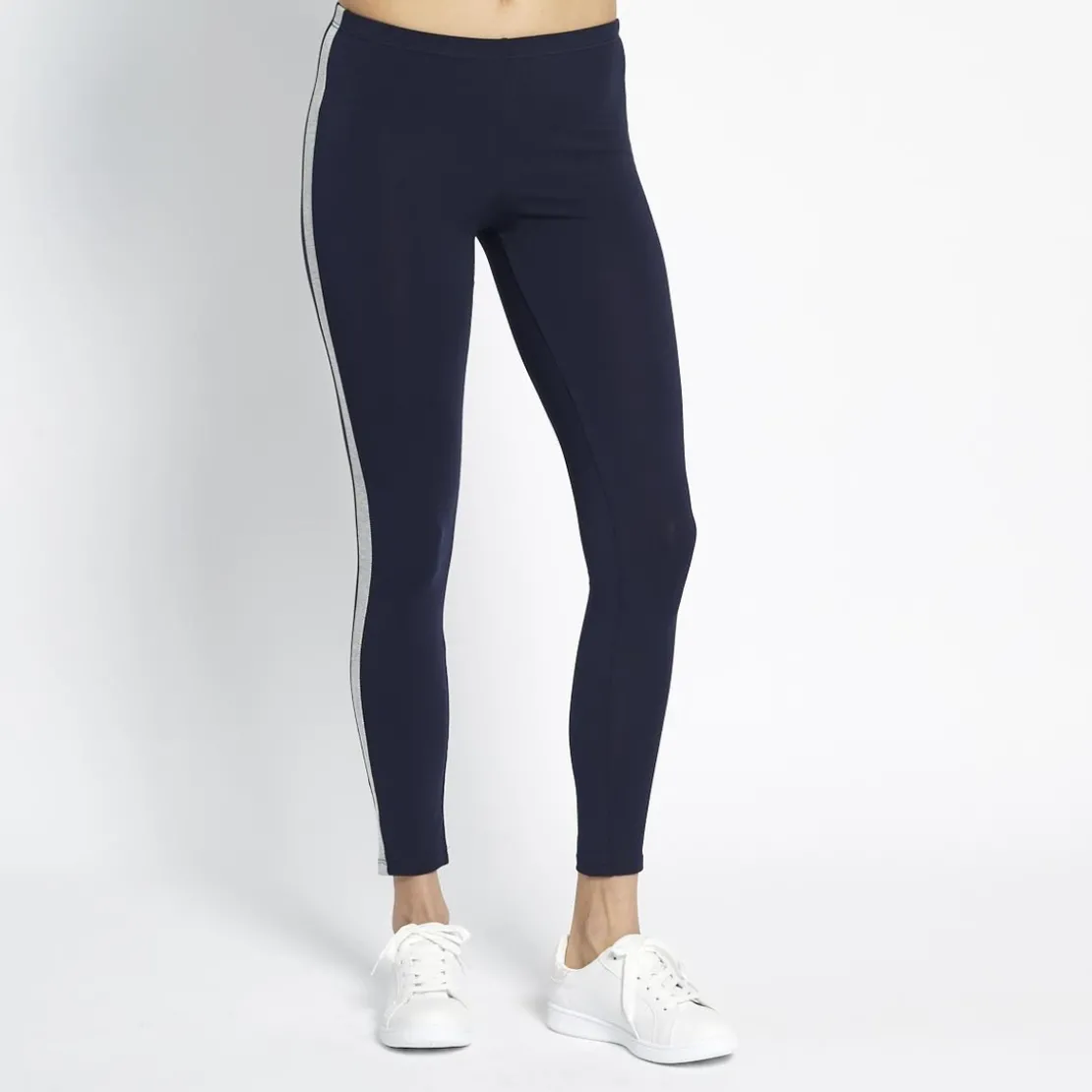 3S. x Le VestiaireLegging à bandes Noa en coton bleu marine