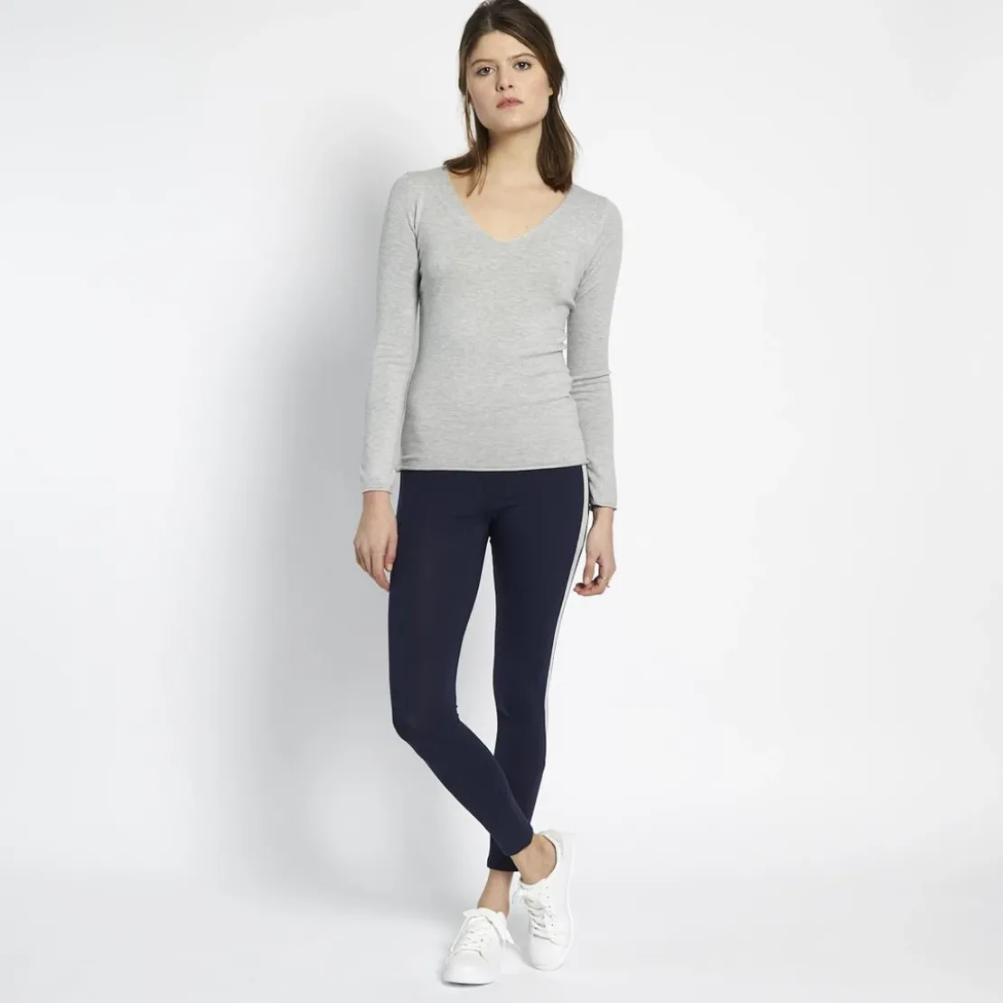 3S. x Le VestiaireLegging à bandes Noa en coton bleu marine