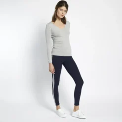 3S. x Le VestiaireLegging à bandes Noa en coton bleu marine
