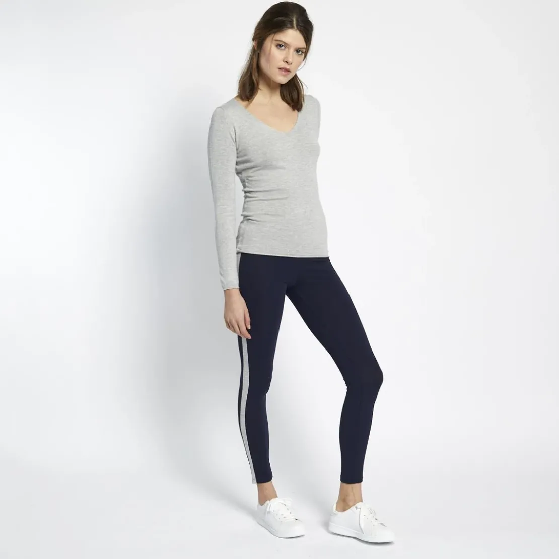 3S. x Le VestiaireLegging à bandes Noa en coton bleu marine