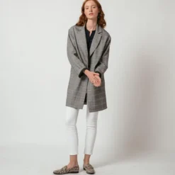 3S. x Le VestiaireManteau à carreaux oversize Emilio gris