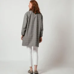 3S. x Le VestiaireManteau à carreaux oversize Emilio gris