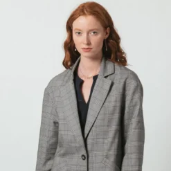 3S. x Le VestiaireManteau à carreaux oversize Emilio gris