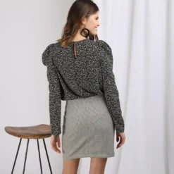 3S. x Le VestiaireMini jupe en pieds de poule Mariane