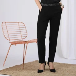 3S. x Le VestiairePantalon fluide noir élastique argent Charly