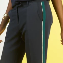 3S. x Le VestiairePantalon fluide à bandes Carlos bleu marine