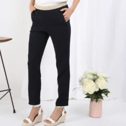 3S. x Le VestiairePantalon fluide marine élastique doré Charly