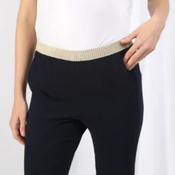 3S. x Le VestiairePantalon fluide marine élastique doré Charly
