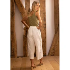 3S. x Le VestiairePantalon large boutonnage coté écru Valère en coton